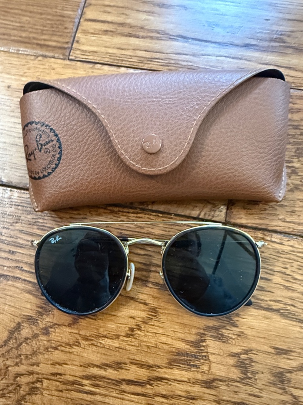 Ray-Ban Gold Frame Sunglasses with Black Lenses